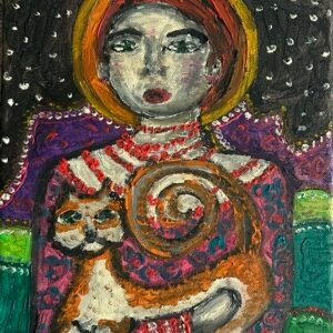 lady with cat